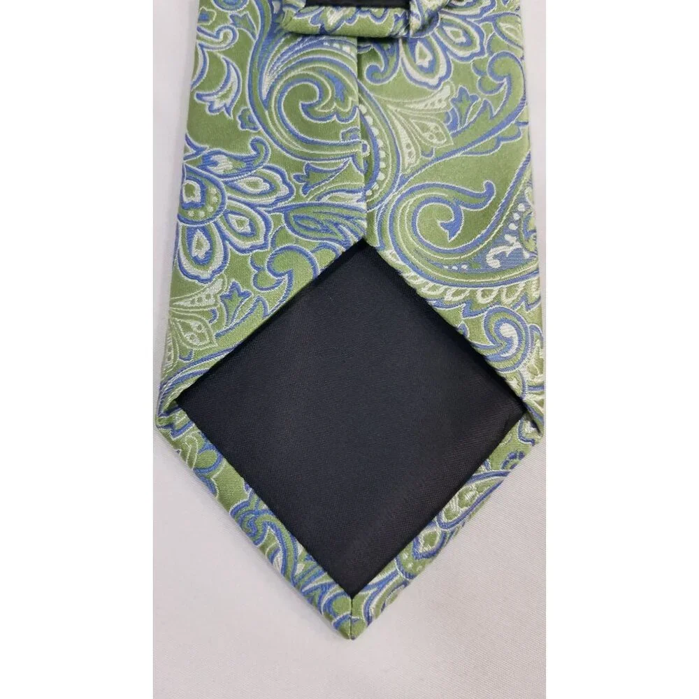 Croft & Barrow Mens Necktie Green & Blue Paisley Silk Tie